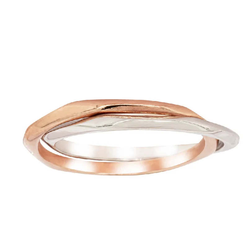 9ct Rose Gold & Sterling Silver Entwined Ring