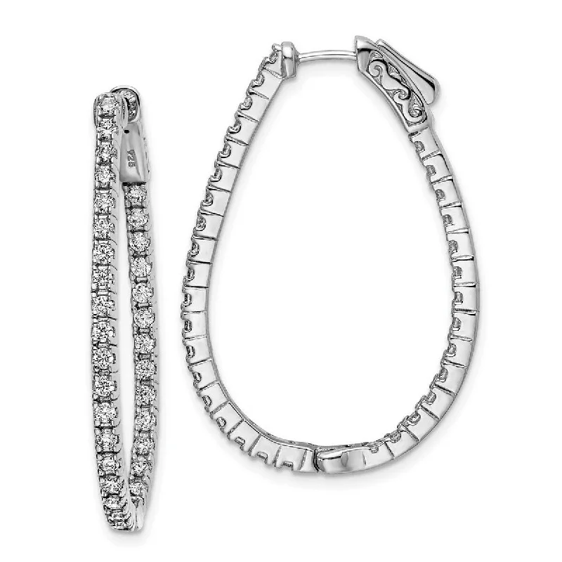 Curata 925 Sterling Silver CZ Cubic Zirconia In and Out Hoop Earrings - 38x26.8mm Wide 2.35mm Thick