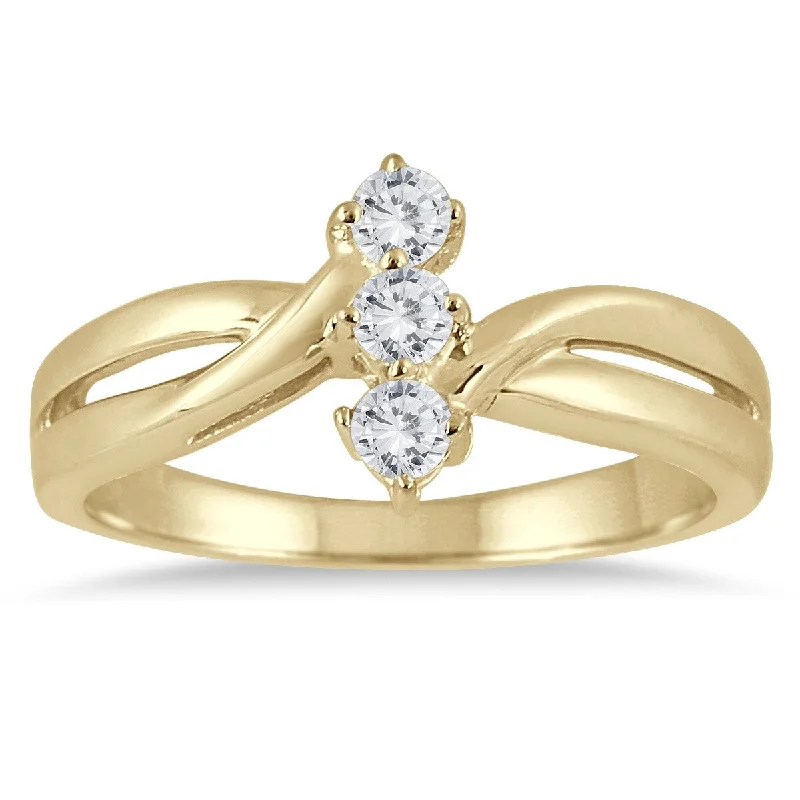 Marquee 1/4 Carat TW Three Stone Diamond Ring in 10K Yellow Gold