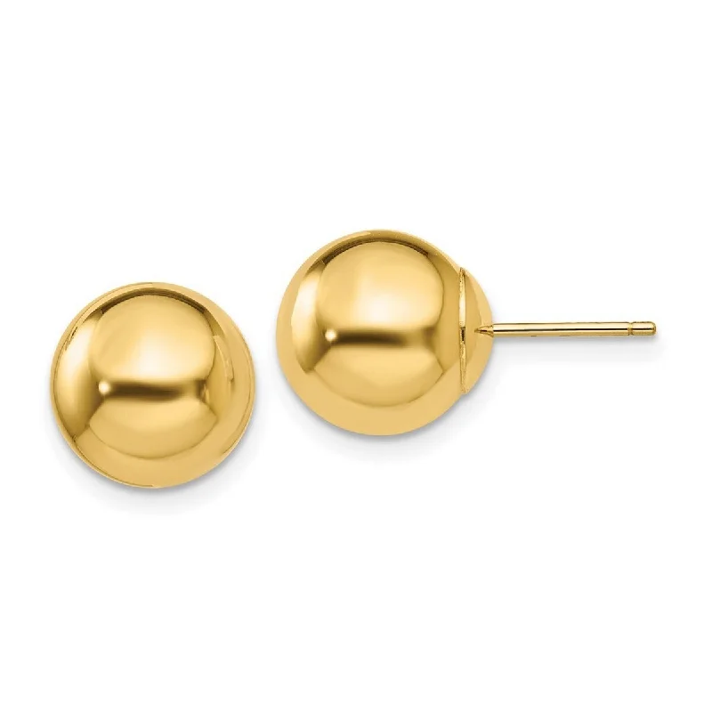 Curata 14k Yellow Gold Polished 10mm Ball Post Earrings