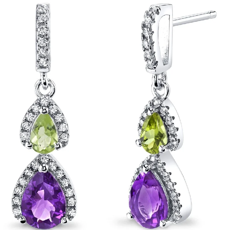 Sterling Silver 1ct Amethyst Pear Stud Earrings