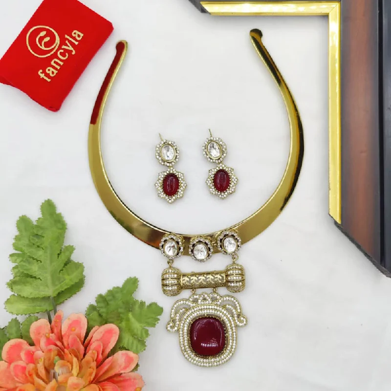 Fancyla Gold Plated Austrian Stone Necklace Set