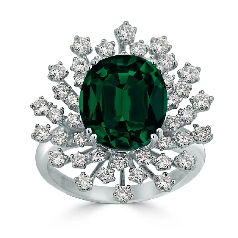 Auriya 3 3/4ct Oval-cut Emerald and Halo Diamond Ring 1ctw 18K Gold