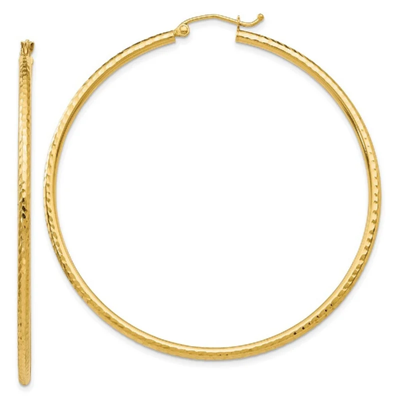 Curata 14k Yellow Gold 55x2mm Round Tube Hoop Earrings