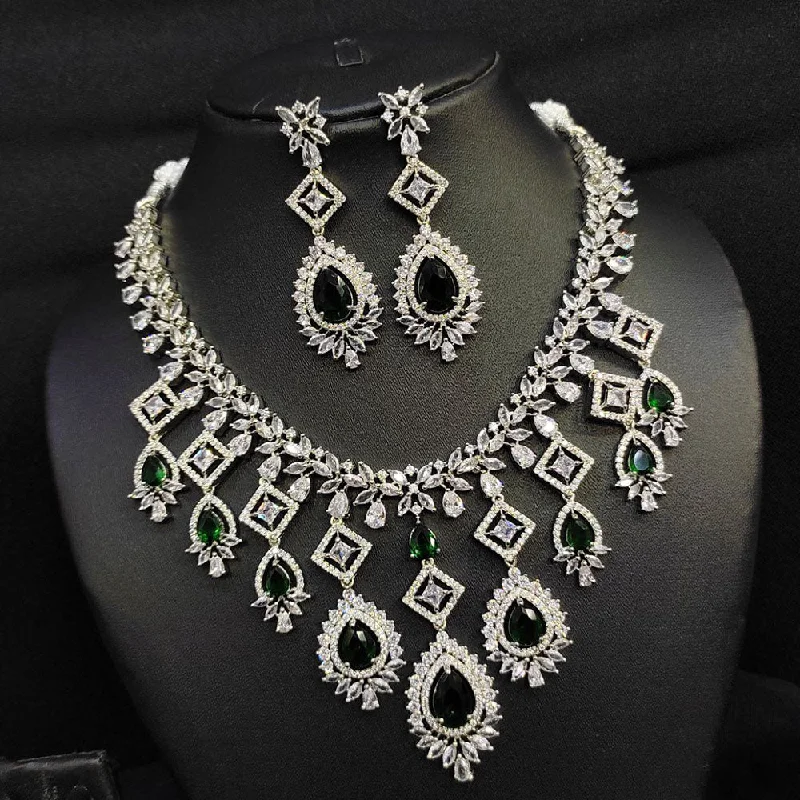 Aamrapali Silver Plated American Diamond Necklace Set