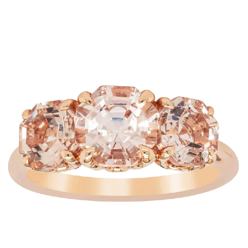 18ct Rose Gold Three Stone Morganite Octavia Ring